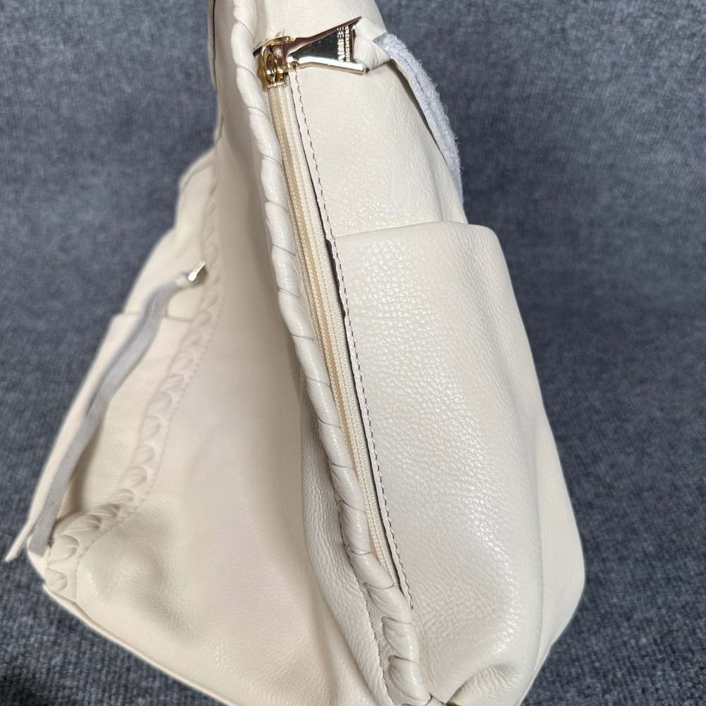 Aimee Kestenberg Artisan Large Bucket Bag Vanilla Pebble Leather Lacing Pockets - Picture 8 of 12